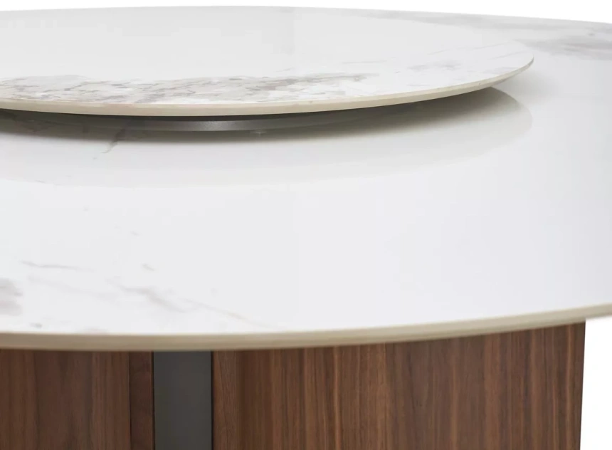 Кухонный стол Castela 135, белый мрамор CA071, керамика, орех