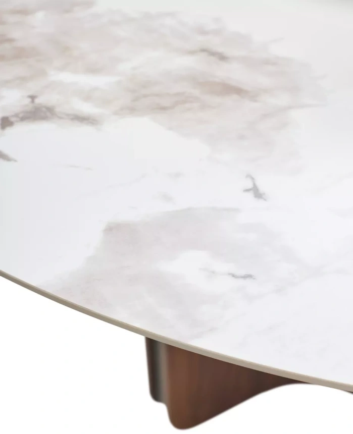 Кухонный стол Castela 135, белый мрамор CA071, керамика, орех