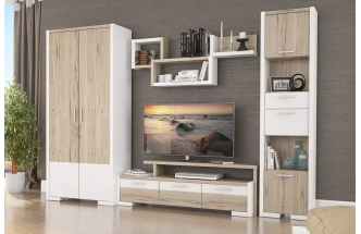 Полка двухсекционная Венето, Дуб санремо / Белый