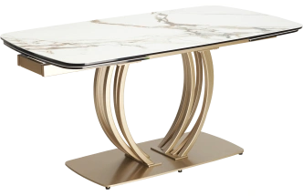 Кухонный стол раздвижной Matera 160, KL-188 Контрастный мрамор матовый, итал. керамика, каркас цвета шампань