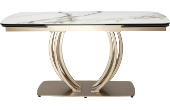 Кухонный стол раздвижной Matera 160, KL-188 Контрастный мрамор матовый, итал. керамика, каркас цвета шампань