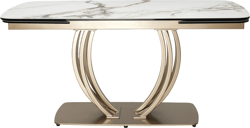Кухонный стол раздвижной Matera 160, KL-188 Контрастный мрамор матовый, итал. керамика, каркас цвета шампань