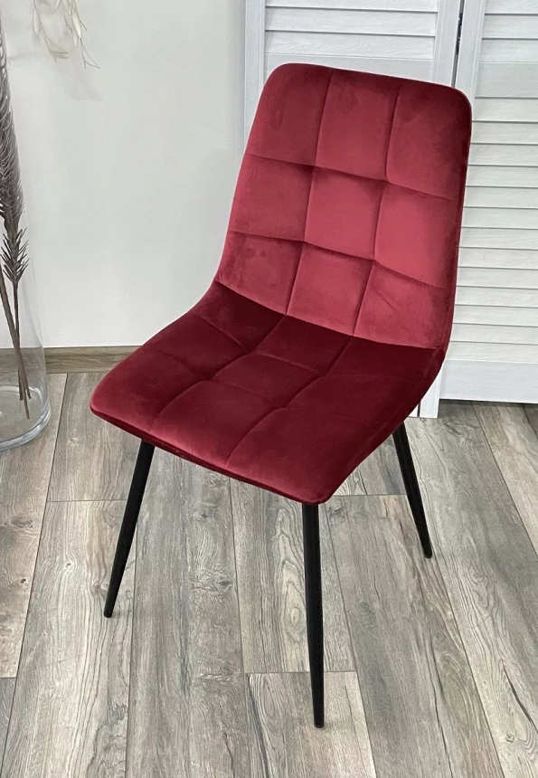 Стул Bari, мягкий, UF910-11 wine red, велюр, черный каркас