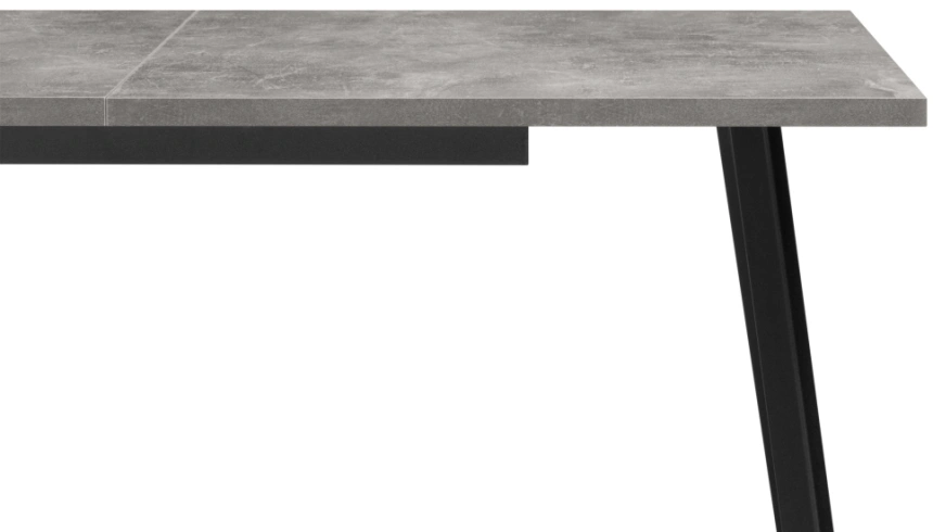 Кухонный раздвижной стол Кортни, 117(157)x77x75, бетон светлый / черный матовый