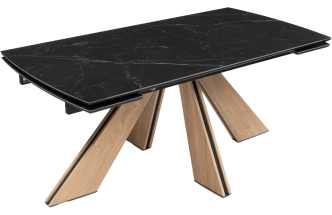 Кухонный стол раздвижной Шаннон 180(240), керамика, черный мрамор, каркас дуб монтана