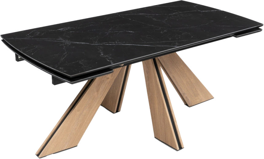 Кухонный стол раздвижной Шаннон 180(240), керамика, черный мрамор, каркас дуб монтана