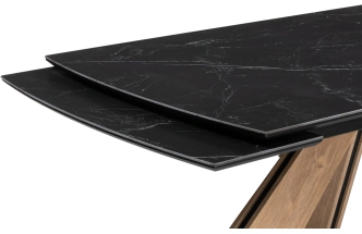 Кухонный стол раздвижной Шаннон 180(240), керамика, черный мрамор, каркас дуб монтана