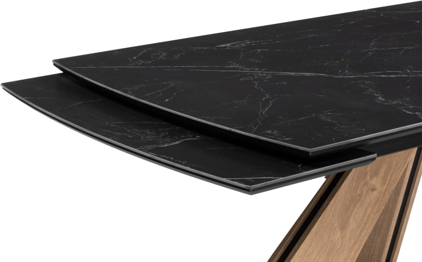 Кухонный стол раздвижной Шаннон 180(240), керамика, черный мрамор, каркас дуб монтана