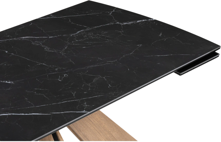 Кухонный стол раздвижной Шаннон 180(240), керамика, черный мрамор, каркас дуб монтана