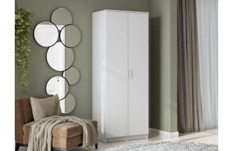 Шкаф двухдверный Сантори, распашной для одежды, белый тексктурный