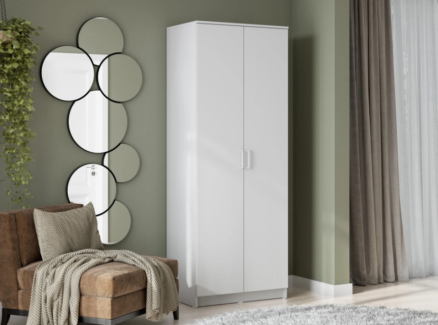 Шкаф двухдверный Сантори, распашной для одежды, белый тексктурный