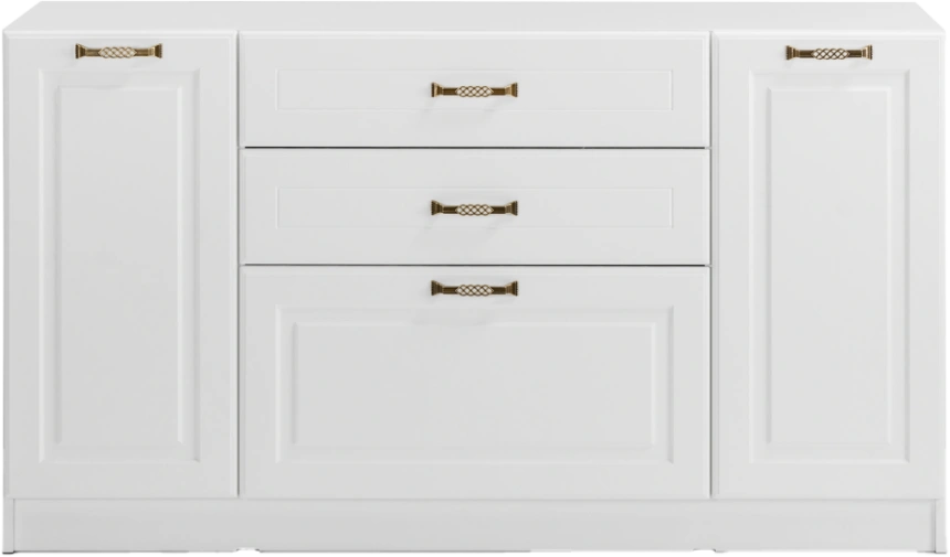 Комод Ливерпуль, с тремя ящиками, белый / ясень ваниль