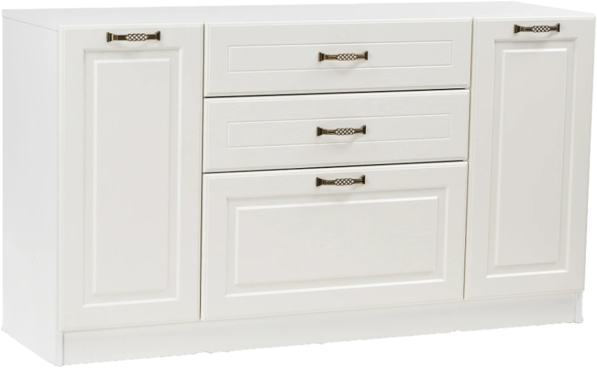 Комод Ливерпуль, с тремя ящиками, белый / ясень ваниль