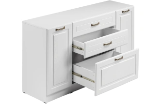 Комод Ливерпуль, с тремя ящиками, белый / ясень ваниль