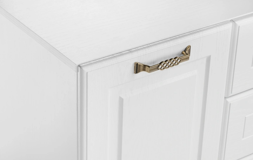 Комод Ливерпуль, с тремя ящиками, белый / ясень ваниль