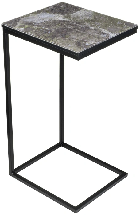 Журнальный стол Геркулес, 30x34, стекло, королевский мрамор, каркас черный