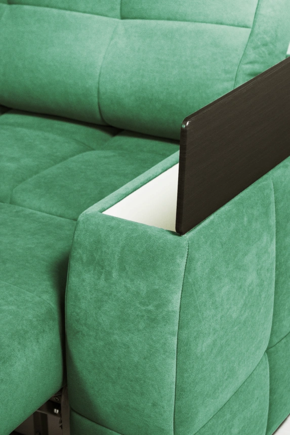 Диван прямой Сиэтл, ткань Lamb emerald, декор Структурный Кофе
