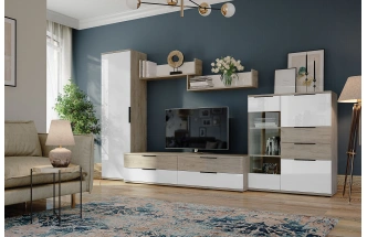 Полка навесная Альянс, 119x23x21, Дуб крафт / Белый глянец