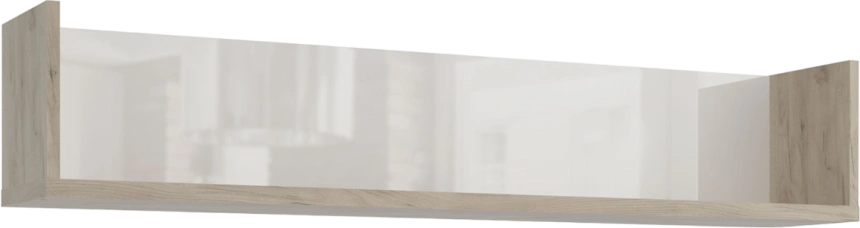 Полка навесная Альянс, 119x23x21, Дуб крафт / Белый глянец