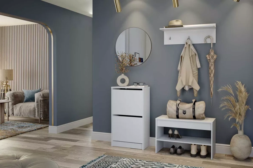 Тумба для обуви Лофт, 2 фасада, 54x93,6x28, Белый 