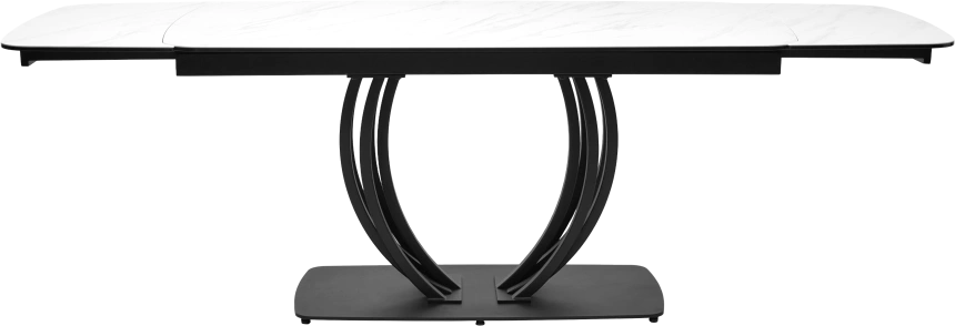 Кухонный стол раздвижной Matera 160, Marbles KL-99 Белый мрамор матовый, итальянская керамика, черный каркас