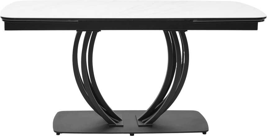 Кухонный стол раздвижной Matera 160, Marbles KL-99 Белый мрамор матовый, итальянская керамика, черный каркас