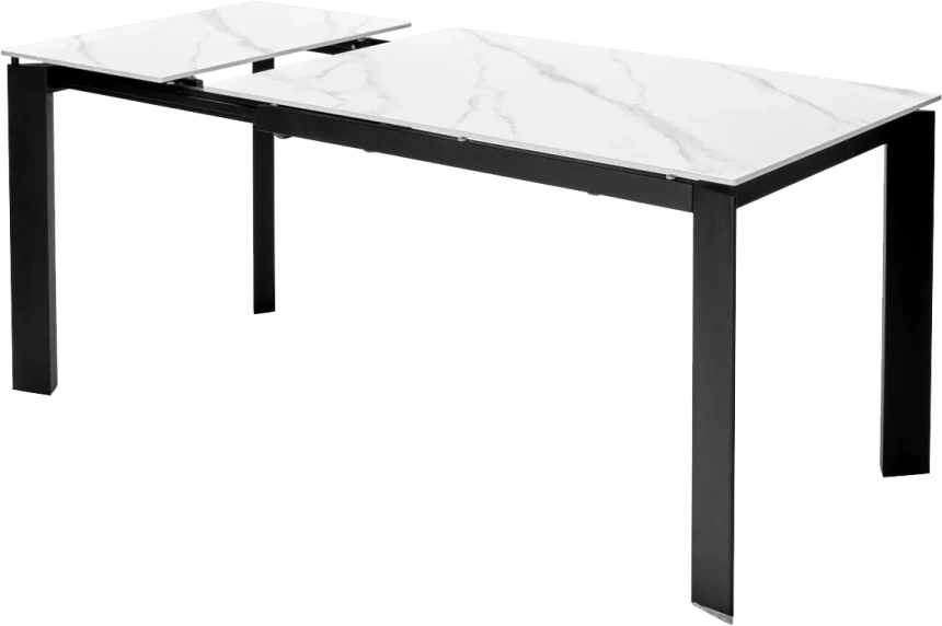 Кухонный стол раздвижной Corner 120, Matt White Marble Solid Ceramic, Black