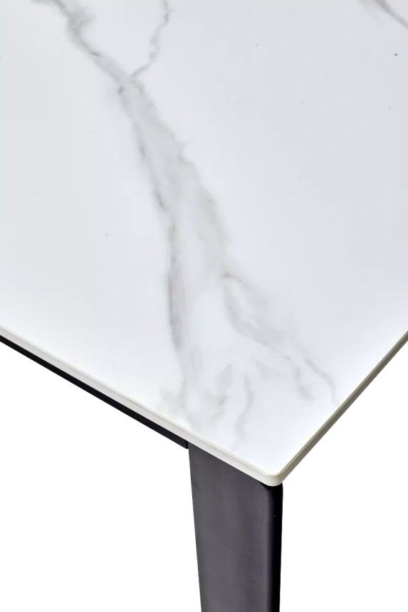 Кухонный стол раздвижной Corner 120, Matt White Marble Solid Ceramic, Black