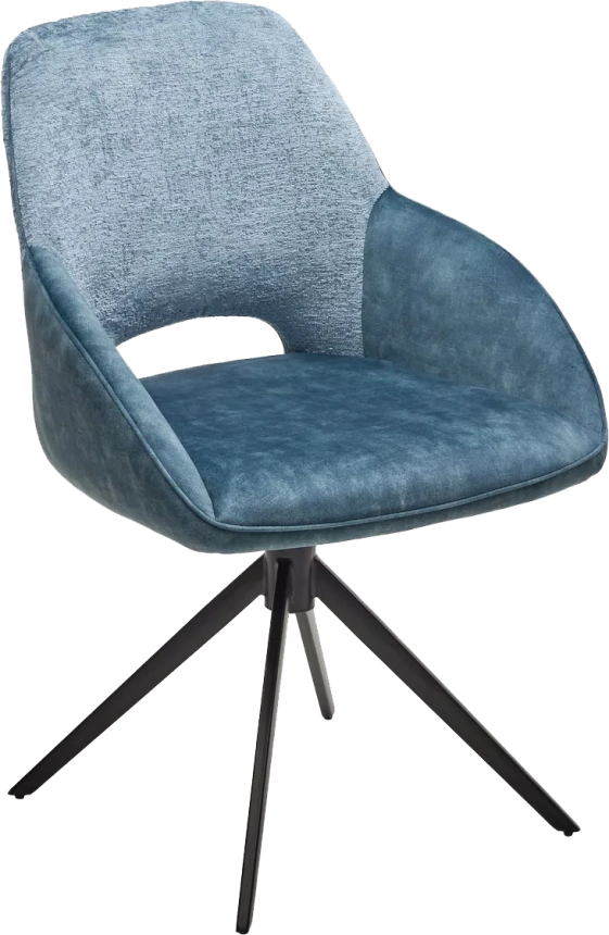 Стул Berries, мягкий, поворотный, синий Loris-37, темно-синий 7525-56, велюр, черный каркас