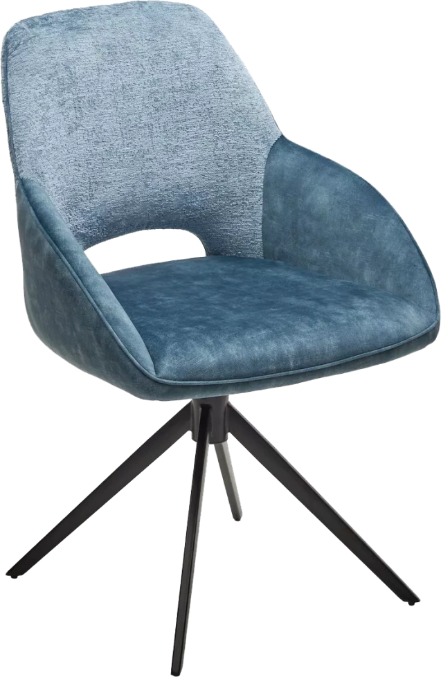 Стул Berries, мягкий, поворотный, синий Loris-37, темно-синий 7525-56, велюр, черный каркас