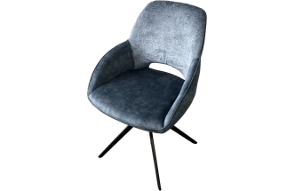 Стул Berries, мягкий, поворотный, синий Loris-37, темно-синий 7525-56, велюр, черный каркас