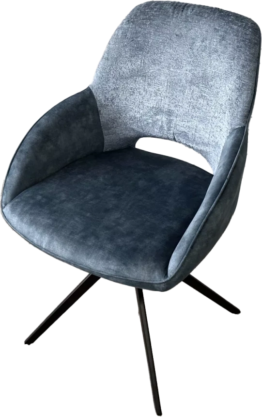 Стул Berries, мягкий, поворотный, синий Loris-37, темно-синий 7525-56, велюр, черный каркас