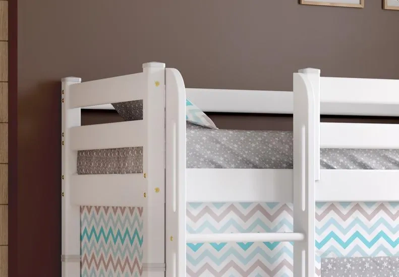 Полувысокая детская кровать Соня-5, с прямой лестницей, белый