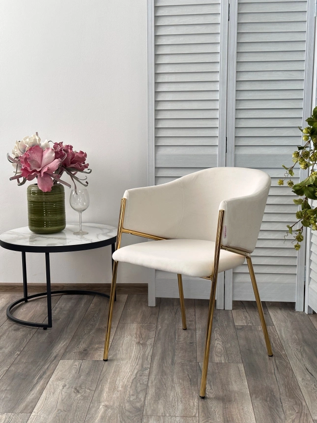 Стул Dill, мягкий, Momo-01 молочный, велюр 