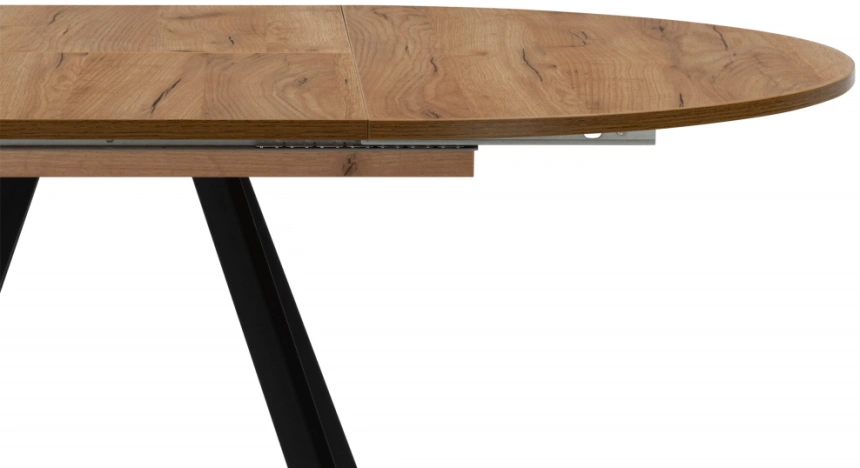 Кухонный раздвижной стол Курт, дуб крафт золотой / черный матовый