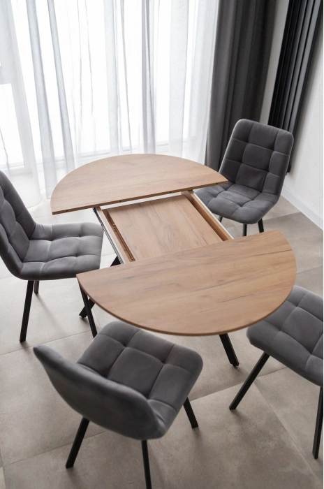 Кухонный раздвижной стол Курт, дуб крафт золотой / черный матовый