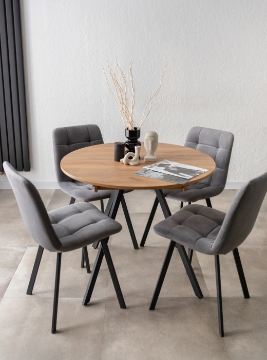 Кухонный раздвижной стол Курт, дуб крафт золотой / черный матовый