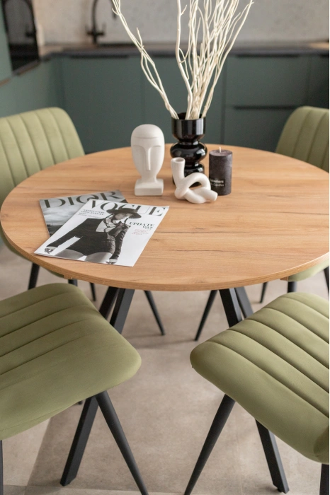 Кухонный раздвижной стол Курт, дуб крафт золотой / черный матовый