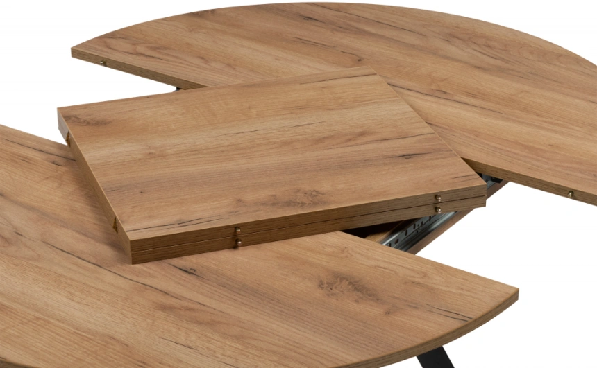 Кухонный раздвижной стол Курт, дуб крафт золотой / черный матовый