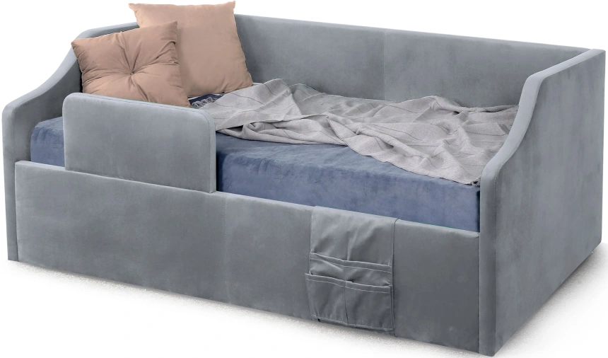 Кровать односпальная Дрим СТАНДАРТ, велюр Мора серый