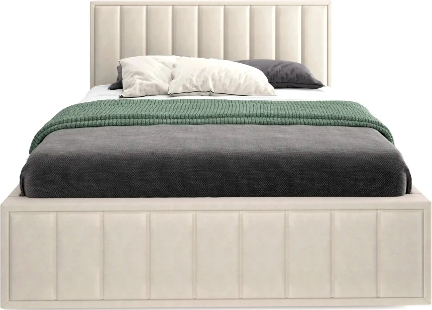 Кровать Женева 180, двуспальная, мягкая, мора бежевый