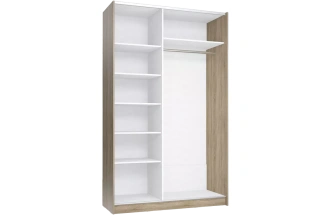 Шкаф-купе двухдверный Марвин-3, 163x220, Дуб сонома / Дуб сонома глянец / Белый глянец