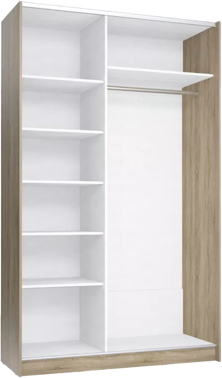 Шкаф-купе двухдверный Марвин-3, 163x220, Дуб сонома / Дуб сонома глянец / Белый глянец