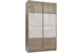 Шкаф-купе двухдверный Марвин-3, 163x220, Дуб сонома / Дуб сонома глянец / Белый глянец