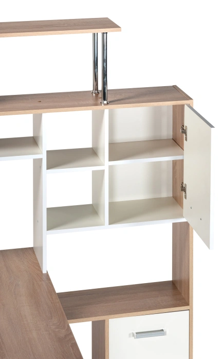 Стол компьютерный правый КС-15, дуб сонома / белый