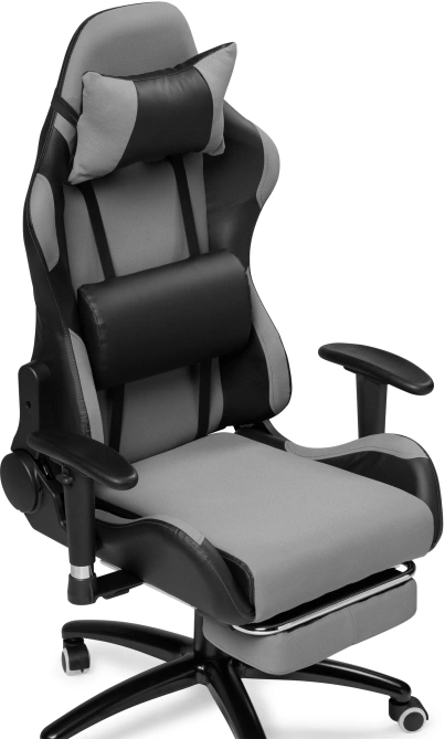 Игровое кресло Tesor, с подставкой для ног, черный / серый