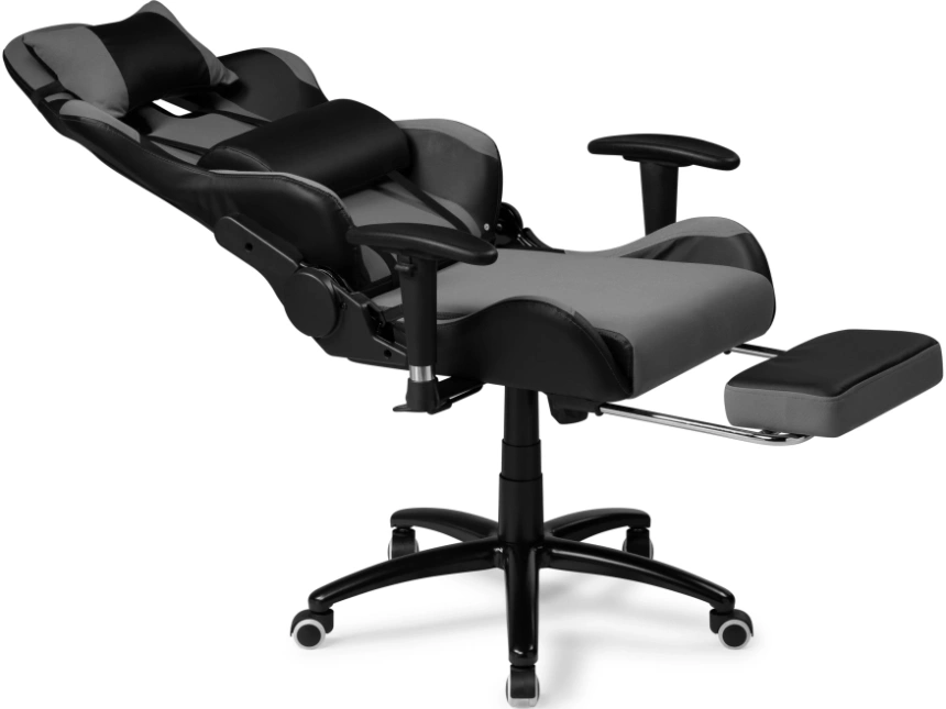 Игровое кресло Tesor, с подставкой для ног, черный / серый