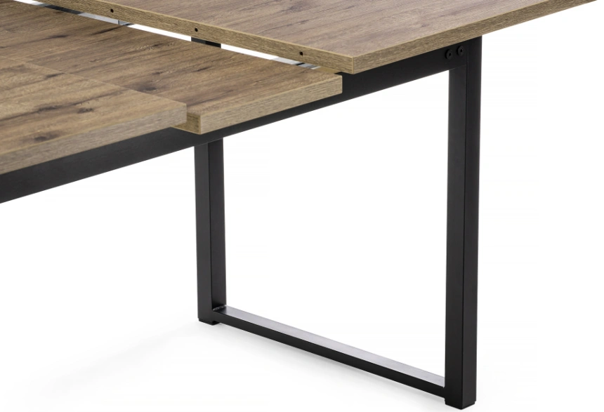 Кухонный обеденный раздвижной стол Макта, 140(170)х85х73, дуб велингтон / черный матовый