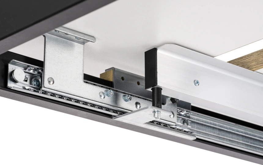 Кухонный обеденный раздвижной стол Макта, 140(170)х85х73, дуб велингтон / черный матовый