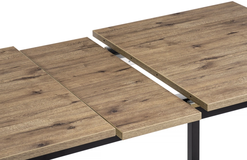 Кухонный обеденный раздвижной стол Макта, 140(170)х85х73, дуб велингтон / черный матовый